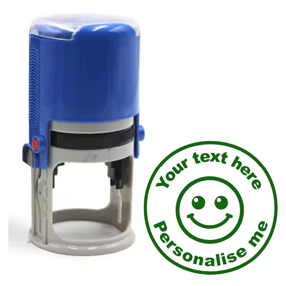 Personalised Stamp Smiling Happy Face 30mm Self inking stamper for School Teachers, Parents and Nursery