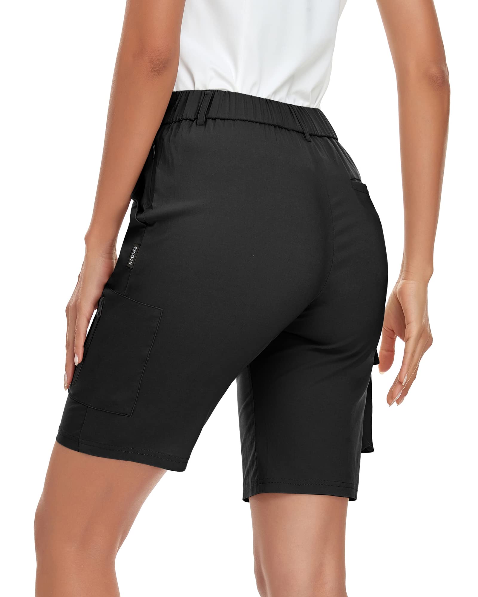 Soneven Pantalones Cortos Cargo Mujer Bermuda Shorts Ligero Verano con Bolsillos Cremallera para Trekking Montañismo Senderismo Entrepierna de 25cm