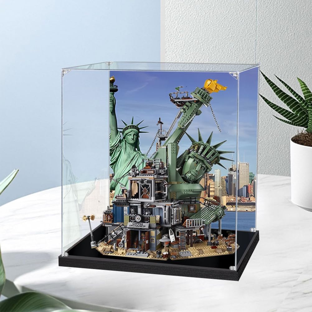 Acrylic Display case Designed for Lego 70840 Statue of Liberty, Building Block Model, Transparent dust Cover, 3mm Thick Acrylic Plate, 20mm Brushed Base (Toy not Included)