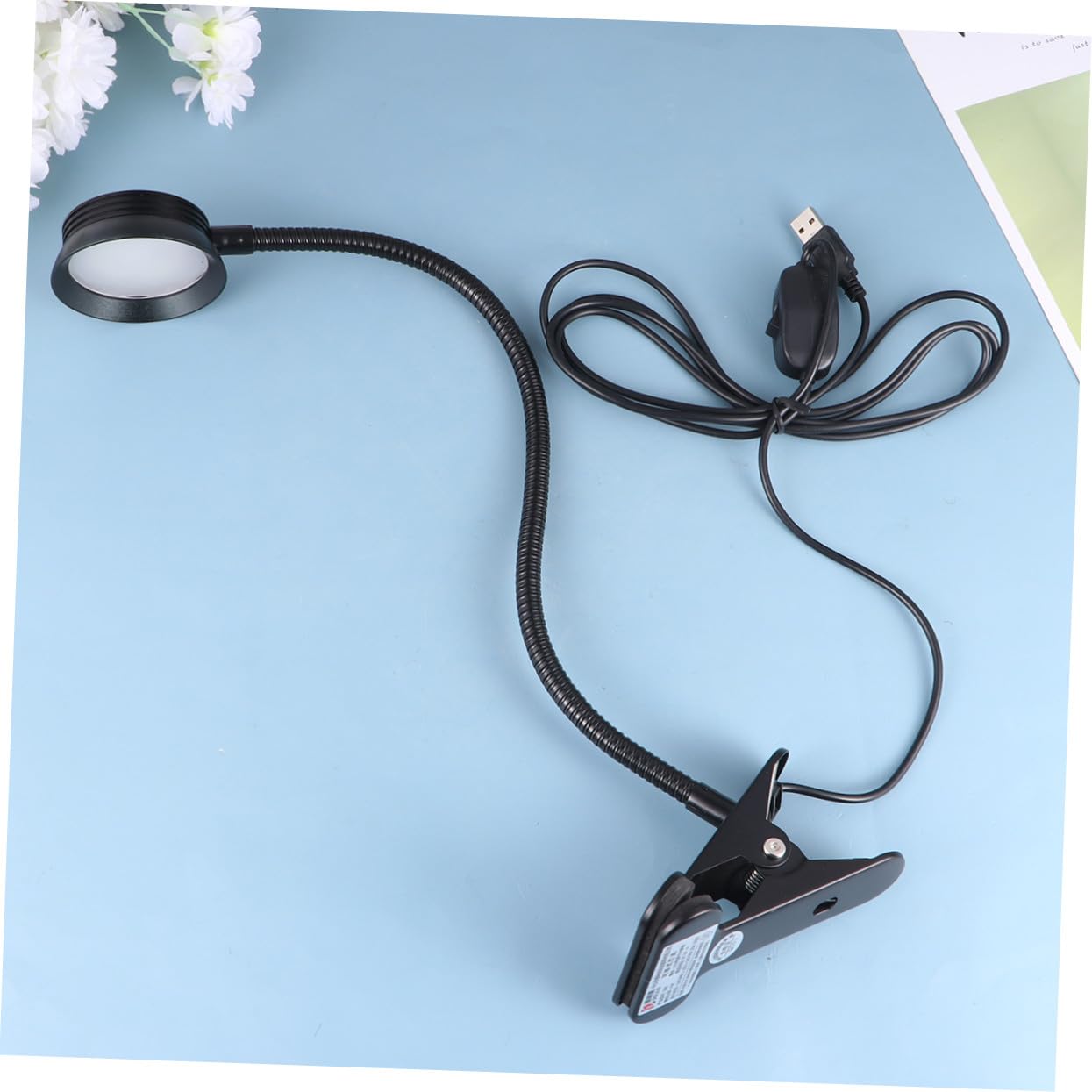 Gatuida Lampada da Lettura a Clip LED USB 4w Collo Flessibile | Intensità a 2 Livelli, Morsetto Robusto, Cavo USB Incluso, Finitura Nera