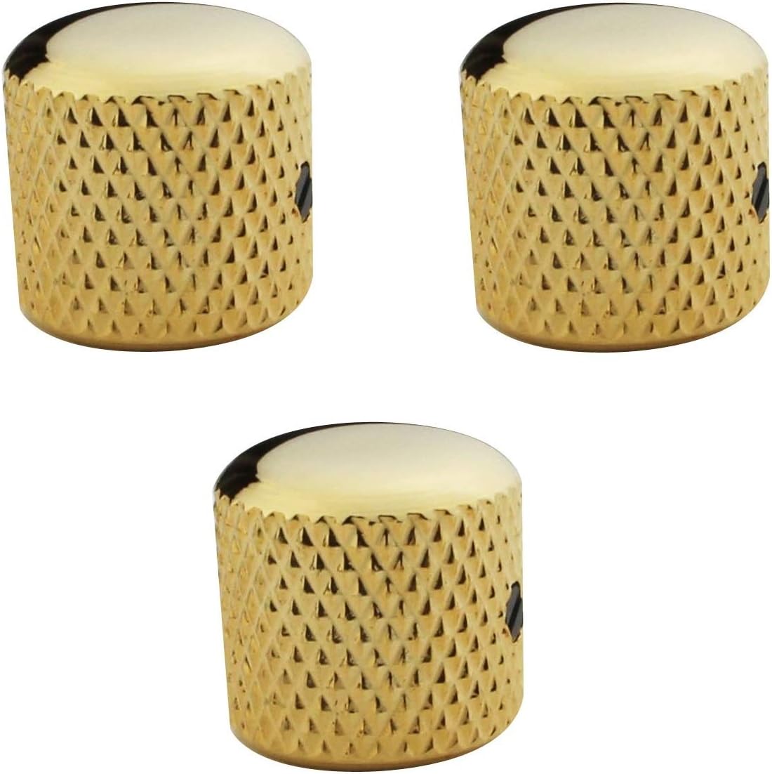 3Pcs Guitar Control Knobs with 6mm (0.24") Dia. Shaft Pots with Adjust Wrench - Copper Dome Tuning Potentiometer Knob with Hole Replacement for Electric Guitar or Precision Bass (Golden)