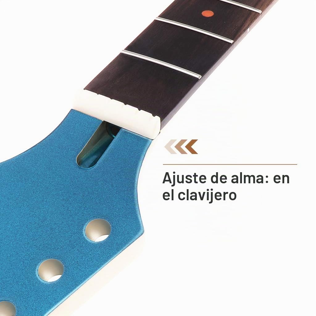 Alnicov - Mástil de repuesto para guitarra eléctrica IBZ, clavijero de arce, diapasón de palisandro y 24 trastes, piezas de repuesto, color azul