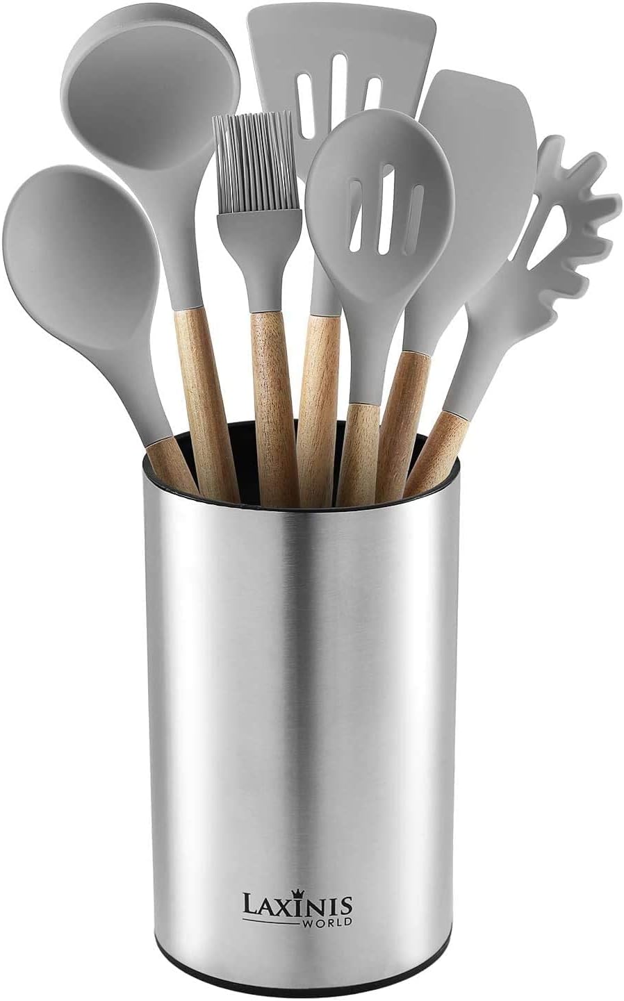 Stainless Steel Kitchen Utensil Holder, Kitchen Caddy, Utensil Organizer, Round Shape Utensils Crock, 7" by 4.3" (utensils not included)