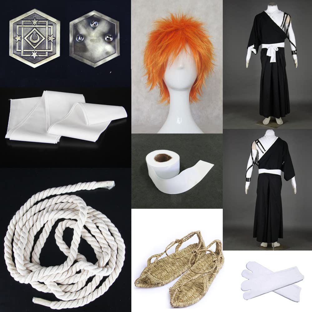 Taglia USA Anime Kurosaki Ichigo Cosplay Costumi Lungo Mantello kimono vestito