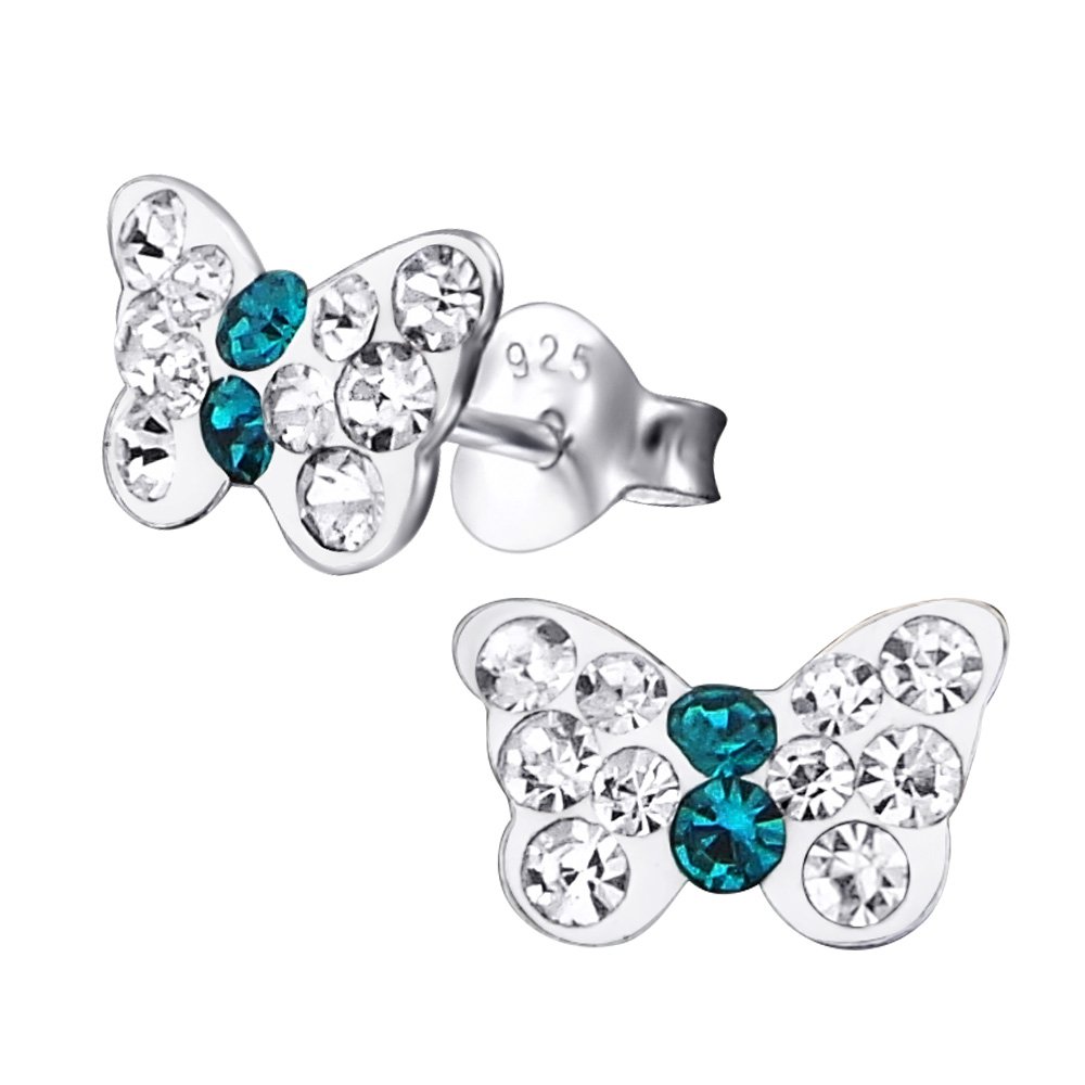 Laimons Orecchini A Pressione Donna Farfalla – Argento Sterling 925, Lucidi, Diametro 8mm