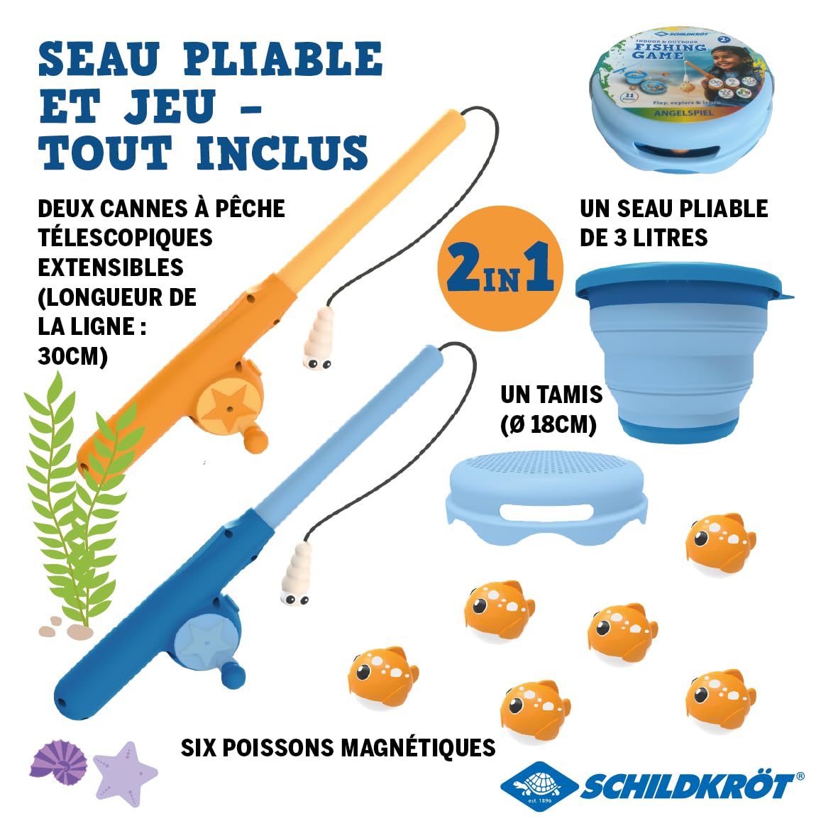 Schildkröt Jeu de Pêche Magnétique | pour Intérieur et Extérieur | Canne Télescopique Incluse | Jouet Éducatif et Amusant | Développement de la Coordination | À Partir de 3 Ans