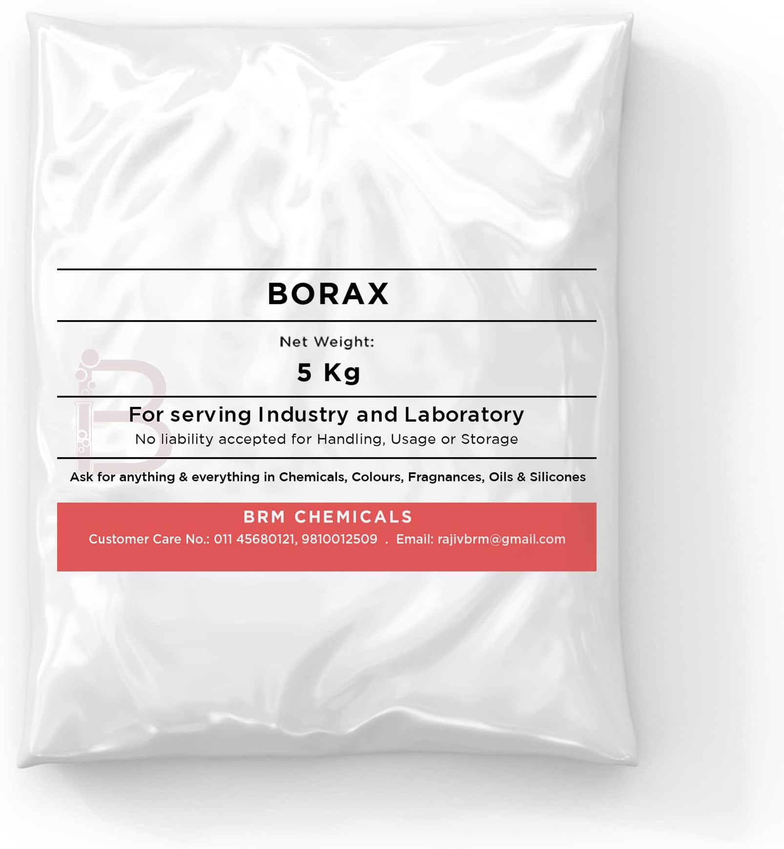 BRM Chemicals Borax - Sodium Tetraborate - 5 KG For Domestic Use, Cosmetic Making & DIY Personal Care For Face, Hair, Skin & Body