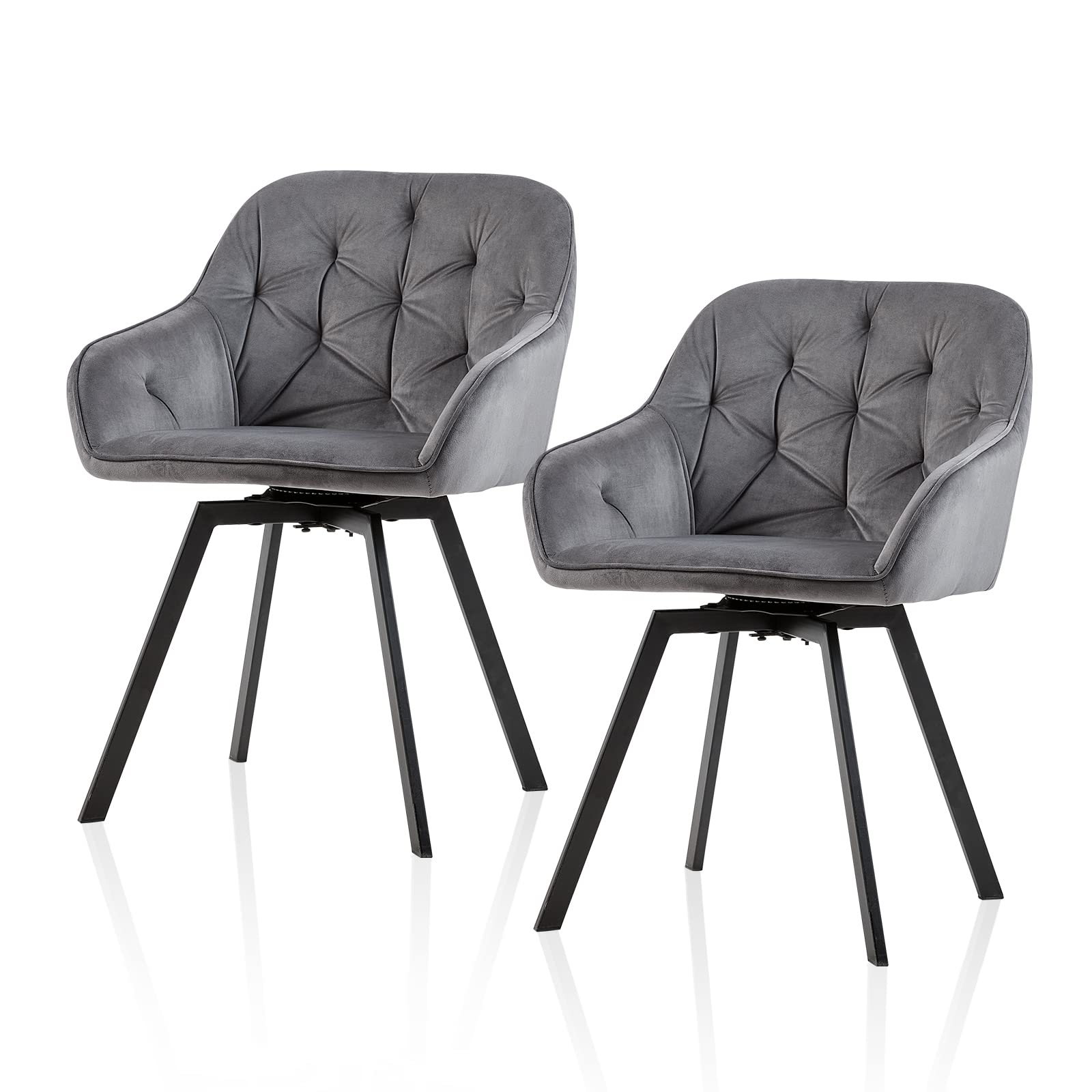 TUKAILAI Drehstühle 2er Set - 360° Drehbar Mit Armlehnen