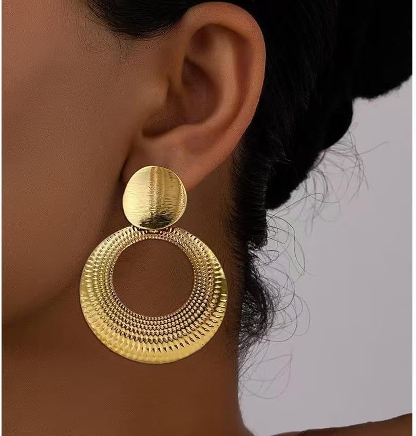 Disc Dangle Earrings for Women Big Drop Earrings Geometric Statement Earrings for Women - Image 4