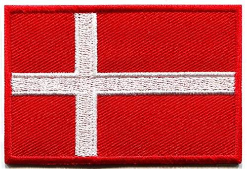 Flag of Denmark Danish Danes Europe Vikings 1.88 x 2.75 inches Embroidered Applique Iron-on Patch Size Medium S-904