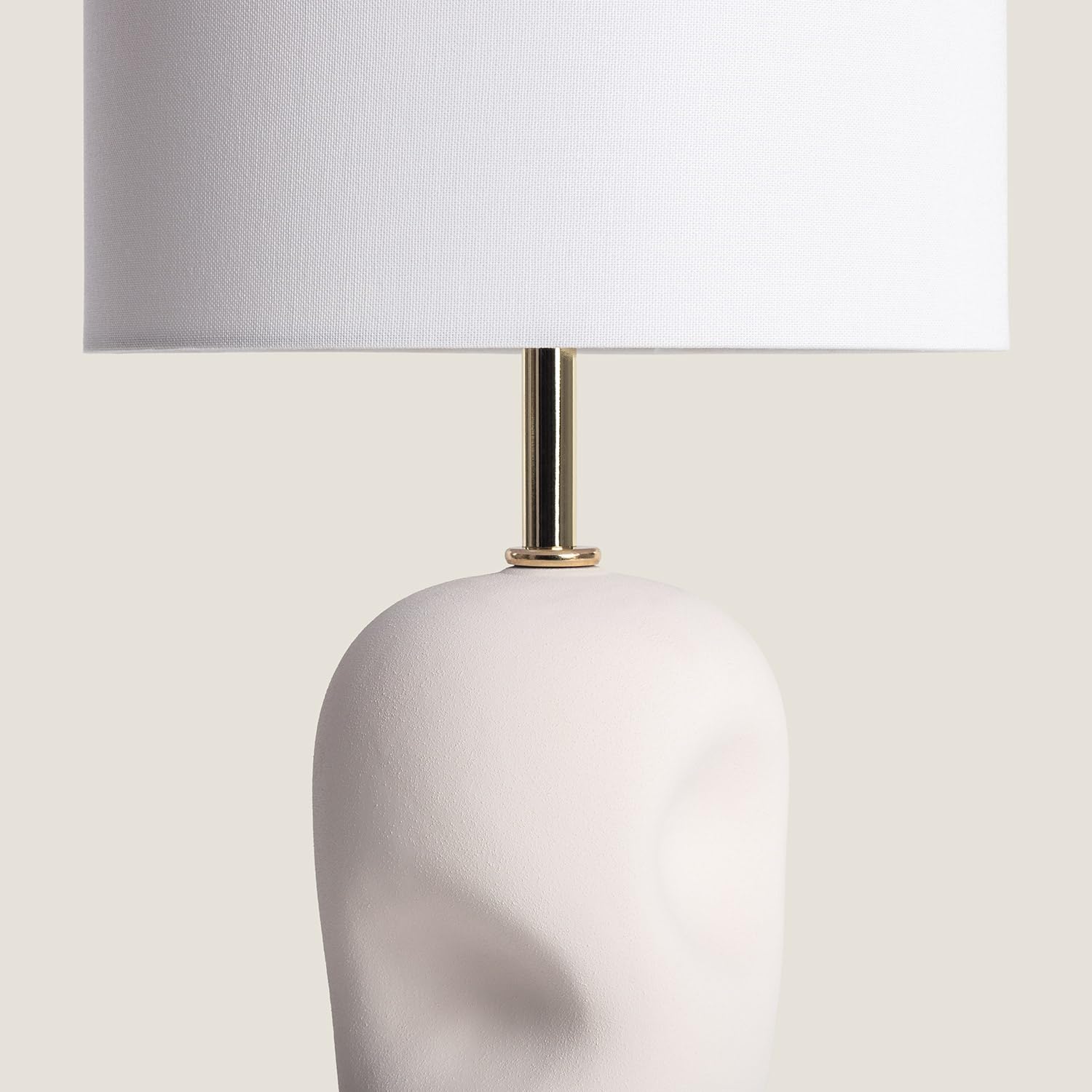 LEDKIA Lámpara de Mesa Cerámica y Tela Barta Blanco