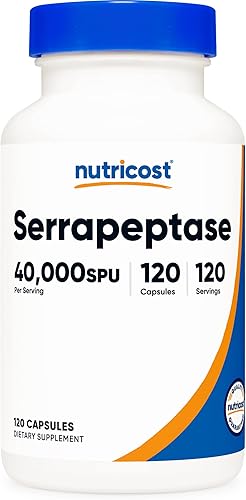 Nutricost Serrapeptase 40.000 SPU, 120 cápsulas, sin gluten, sin OMG y apto para vegetarianos