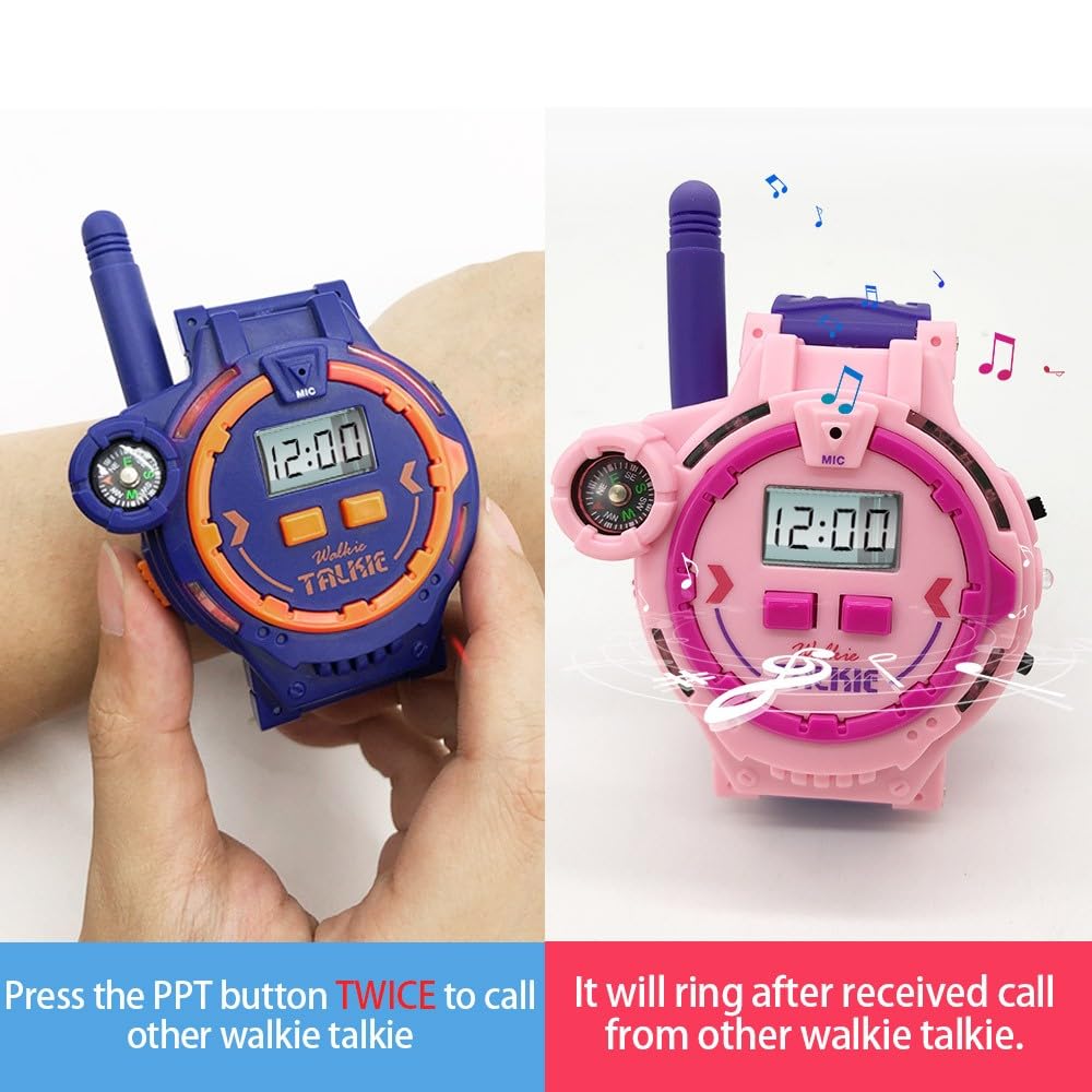 Walkie Talkie recargable para niños, radio bidireccional Walky Talky con linterna, juego para exteriores, interfono, juguete y regalos para niños y niñas de 4 a 12 años (azul) 5
