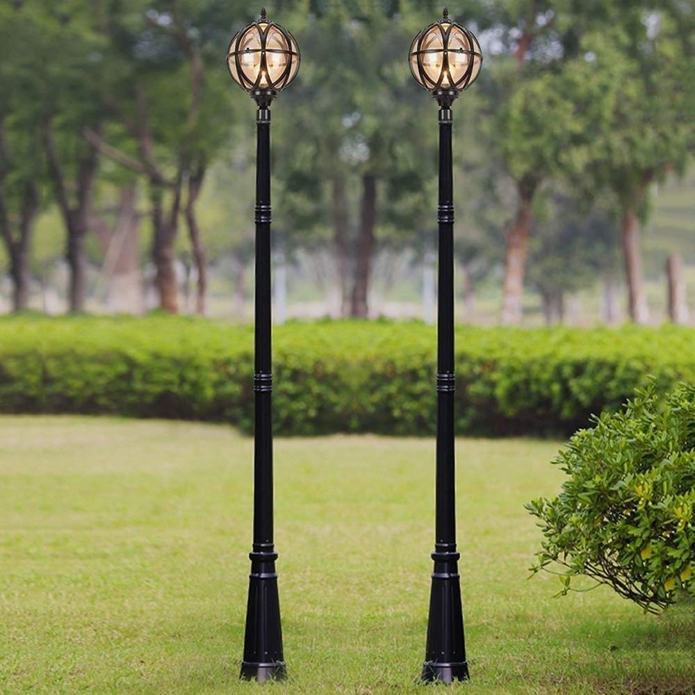 Kreatywna Lampa Kolumnowa E27 Do Ogrodu, Willa, Oświetlenie Krajobrazu, Europejska Tradycyjna Śródziemnomorska, Aluminiowa Kula, Lampa Uliczna, Szklana Kula, Wodoodporna Lamp,Black-A6