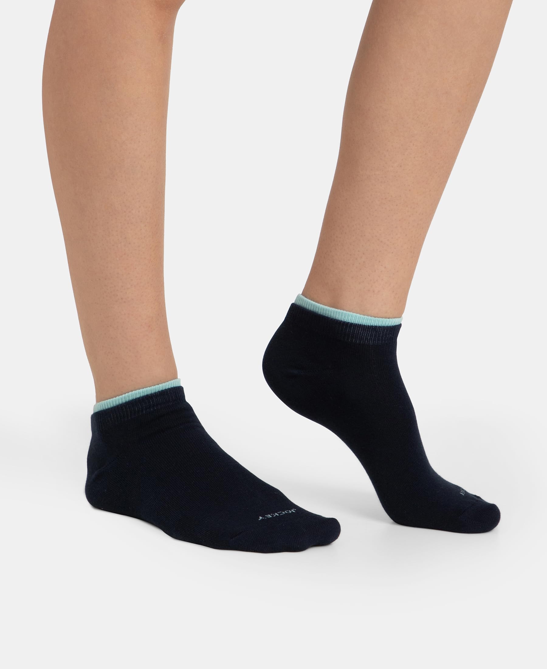 Jockey 7491 Women's Compact Cotton Stretch Solid Low Show Socks with Stay Fresh Treatment (Pack of 2)_Pastel Turquoise & Navy_FREE SIZE - Image 10 thumbnail