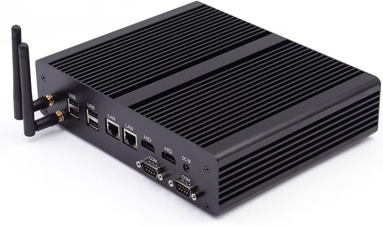 WEIDIAN Fanless Mini PC Industrial Fanless Mini PC Window 10 Pro Desktop PC with Core i7 5500U 4USB 3.0 Mini Desktop PC 2 LAN WiFi 1 SD card Dual HD/Dual Output/BT4.0/ 8GB RAM 256GB SSD
