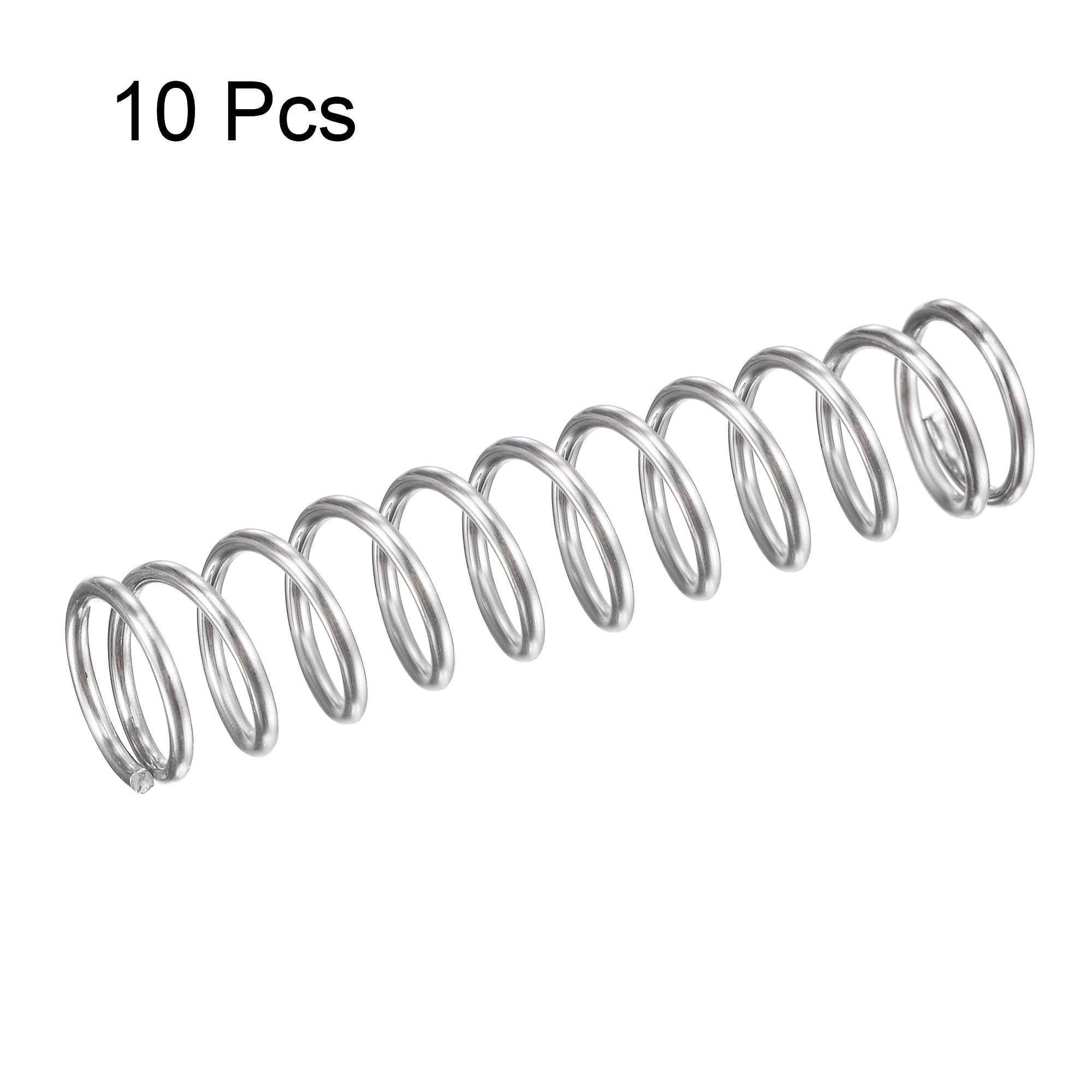 Sourcing Map Muelle De Compresión, Acero Inoxidable 304, Diámetro Exterior De 18 Mm, Tamaño De Alambre De 1 Mm, Longitud Comprimida De 9 Mm, Longitud Libre De 35 Mm, Tono Plateado, 5