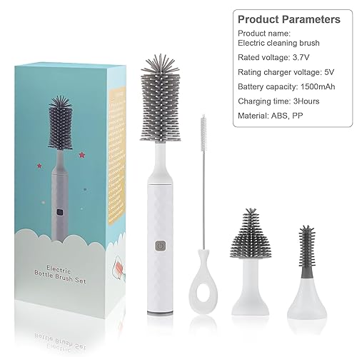 Miniatura 7 de Juego de 4 cepillos de limpieza eléctricos multiusos, limpieza de rotación de alta velocidad de 360, 1500 mAh, impermeable IPX65, cepillos de