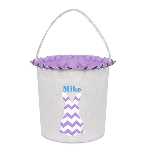 Miniatura 60 de Cesta de Pascua para niños, cestas de Pascua personalizadas con nombre, cesta de conejo de Pascua, cesta de caza de huevos de Pascua, bolsas