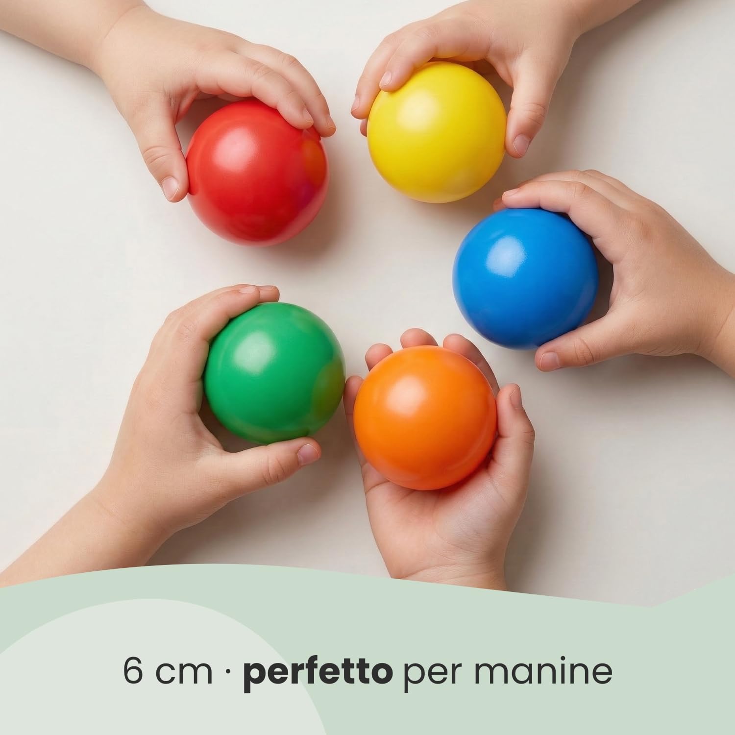 LittleTom 500 Palline Colorate Ø 6 cm di Diametro | Palline di plastica Gioco per Bambini Prima Infanzia per riempire Piscine Tende | 5 Colori Misti Giallo Rosso Blu Verde Arancione | Alta qualità