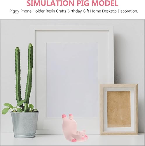Miniatura 8 de BESTOYARD Soporte de teléfono de cerdo lindo de resina para escritorio, modelo de simulación, decoración rosa, 3.0 x 3.1 in (LMJ161070NFCU3DN)