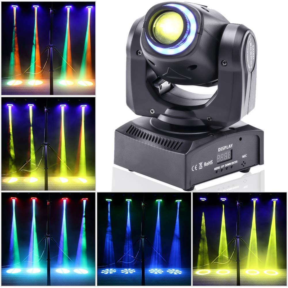 Moving Head LED U`King 50W Mini Moving Head Beam Bühnenlicht RGB DMX512 Disco Lichteffekt DJ Effekt Bühnenbeleuchtung Party Licht Pin Spot RGBW für DJ Bar Club Partybühnenlicht