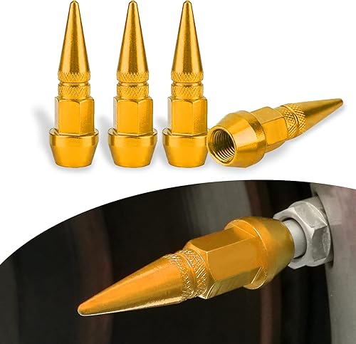 4 tapas de válvula con pinchos, tapas de válvula de neumático de aluminio pulido estilo punta de empalado largo, a prueba de polvo e impermeable