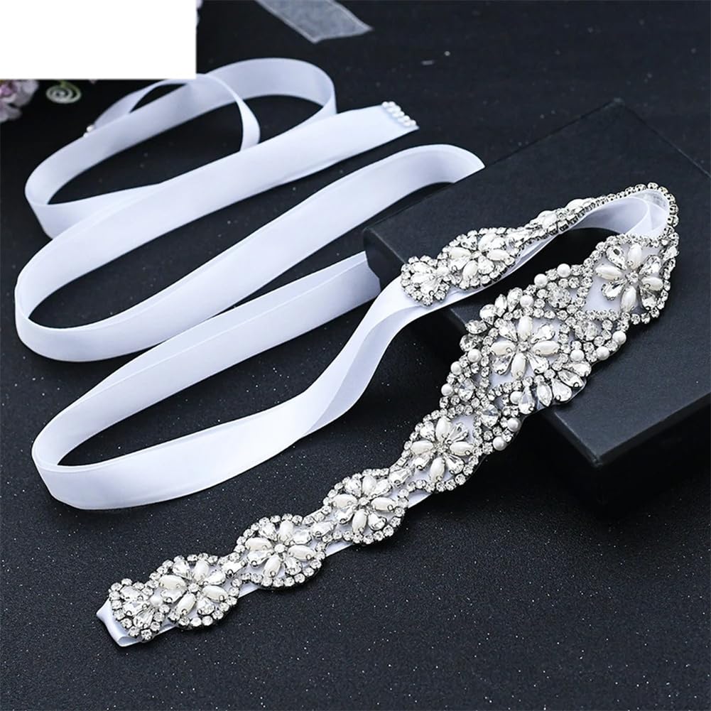 Cinturones de novia para mujer, joyería de diamantes de imitación plateados, perlas, fiesta, formal, cinturón de vestir, accesorios