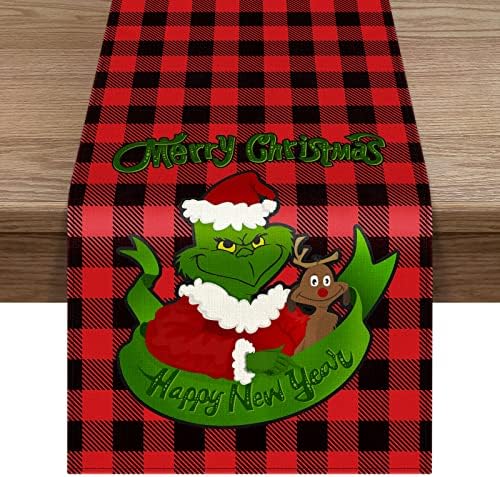ZHEN TING Buffalo Plaid Christmas Table Runner,Merry Christmas Winter Holiday Theme Table Decoration,Suitable for Indoor Home Party Decor 13 x 108 inches