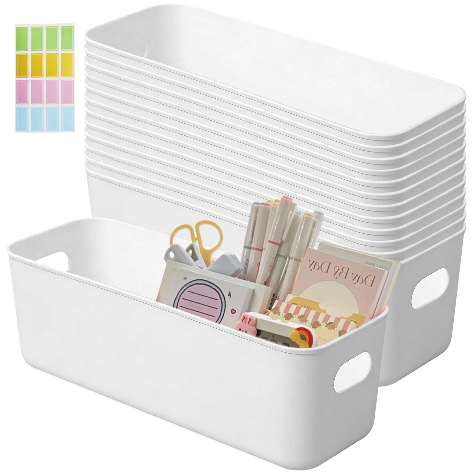 12pcs Small Narrow Storage Baskets Plastic Bathroom Storage Box (non lid)