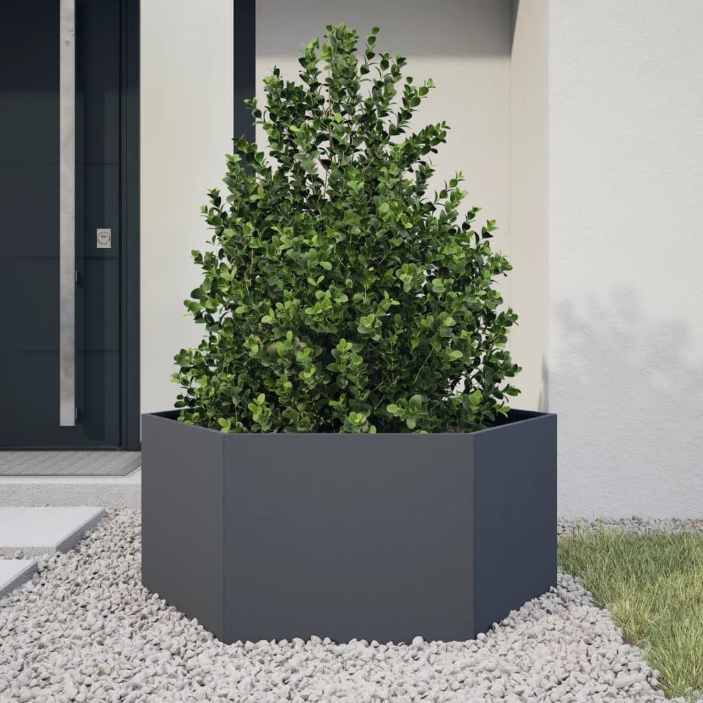 Pflanzkübel Pflanzbeet Pflanztopf Wetterfest Garten Pflanzkasten Pflanzenbeet Kräuterbeet Blumenkasten Blumenkübel für Balkon Pflanzenkübel Anthrazit 104x90x45 cm Stahl