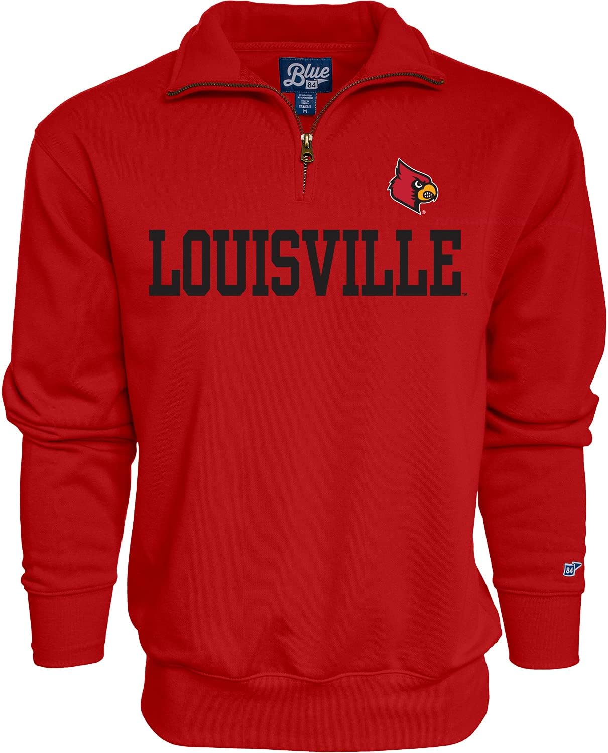 Blue 84 Men's Louisville Cardinals Quarter Zip Sweatshirt Team Color, Team Color, Large