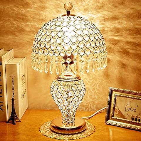 QJUZO Kristall Tischleuchte, Modern Gold Nachttischlampe Dimmbar Tischlampe mit Fernbedienung K9 Crystal Lampenschirm für Wohnzimmer, Schlafzimmer Cover
