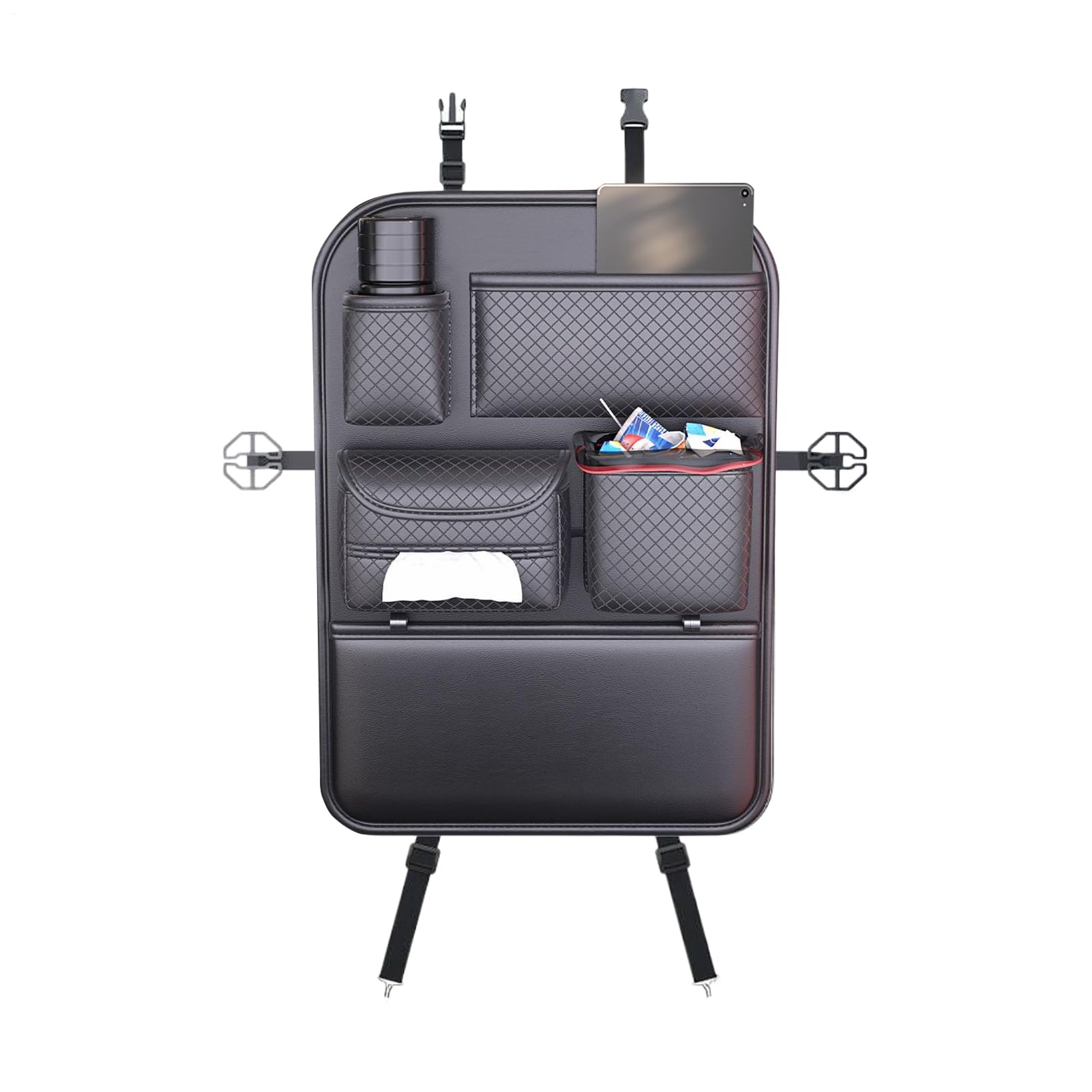 Organizzatore Posteriore Sedile Organizzatore Auto Con Tasche Portaoggetti | Tasche Regolabili Risparmio Spazio per Bottiglia d'Acqua e Occhiali da Sole