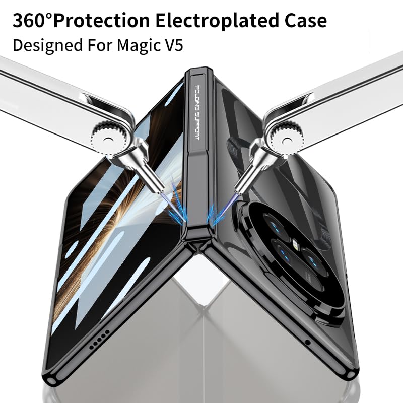 Coque de protection Honor Magic V5 rigide luxe avec finition noire galvanisée chic
