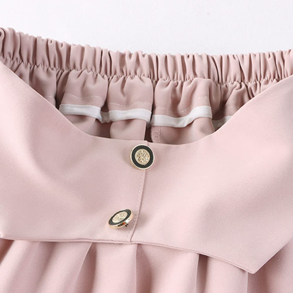 OZEO Gonne da Donna,Gonna Midi da Donna Nera Vita Alta Gonna A Pieghe Ombrello Cintura Bottone Tinta Unita A-Line Grande Swing Gonne Lunghe Eleganti Increspato per Donna Ragazze Primavera Autunno,M