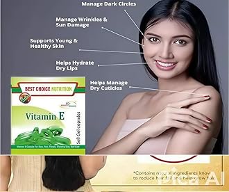 Best Choice Nutrition Vitamin E, 50 capsules |for beautiful skin, healthy hair and eyes