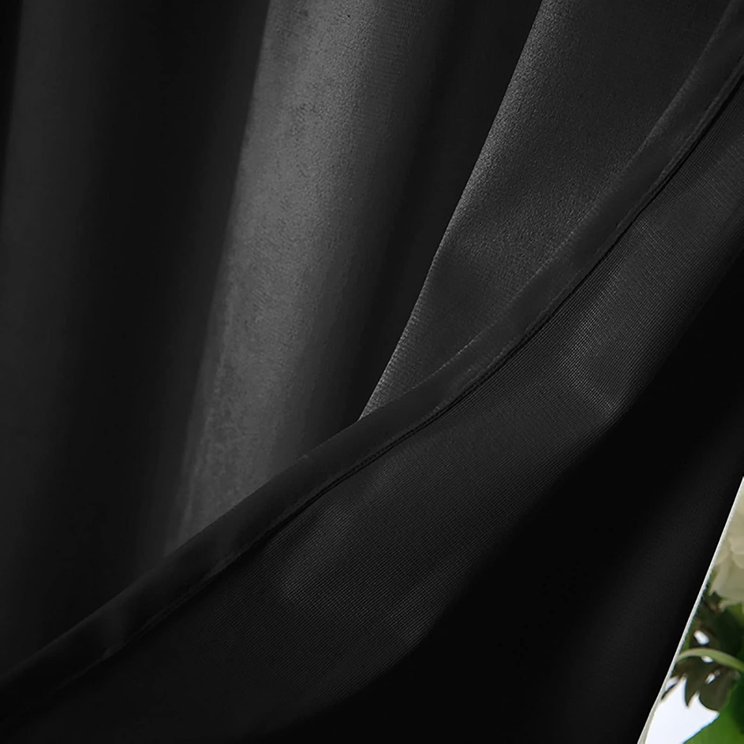 BOYOUTH Solid Color Blackout Flannel Curtains, Rod Pocket Short Window Valance Curtains Drapes for Kitchen,Bedroom,Living Room,Bathroom,Black,29x24-Inches,2 Panels