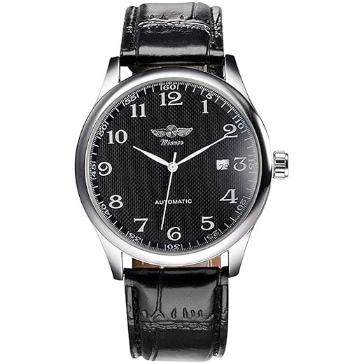 MASTOP Relógio mecânico automático masculino casual de couro de marca superior à prova d'água com cronógrafo esportivo