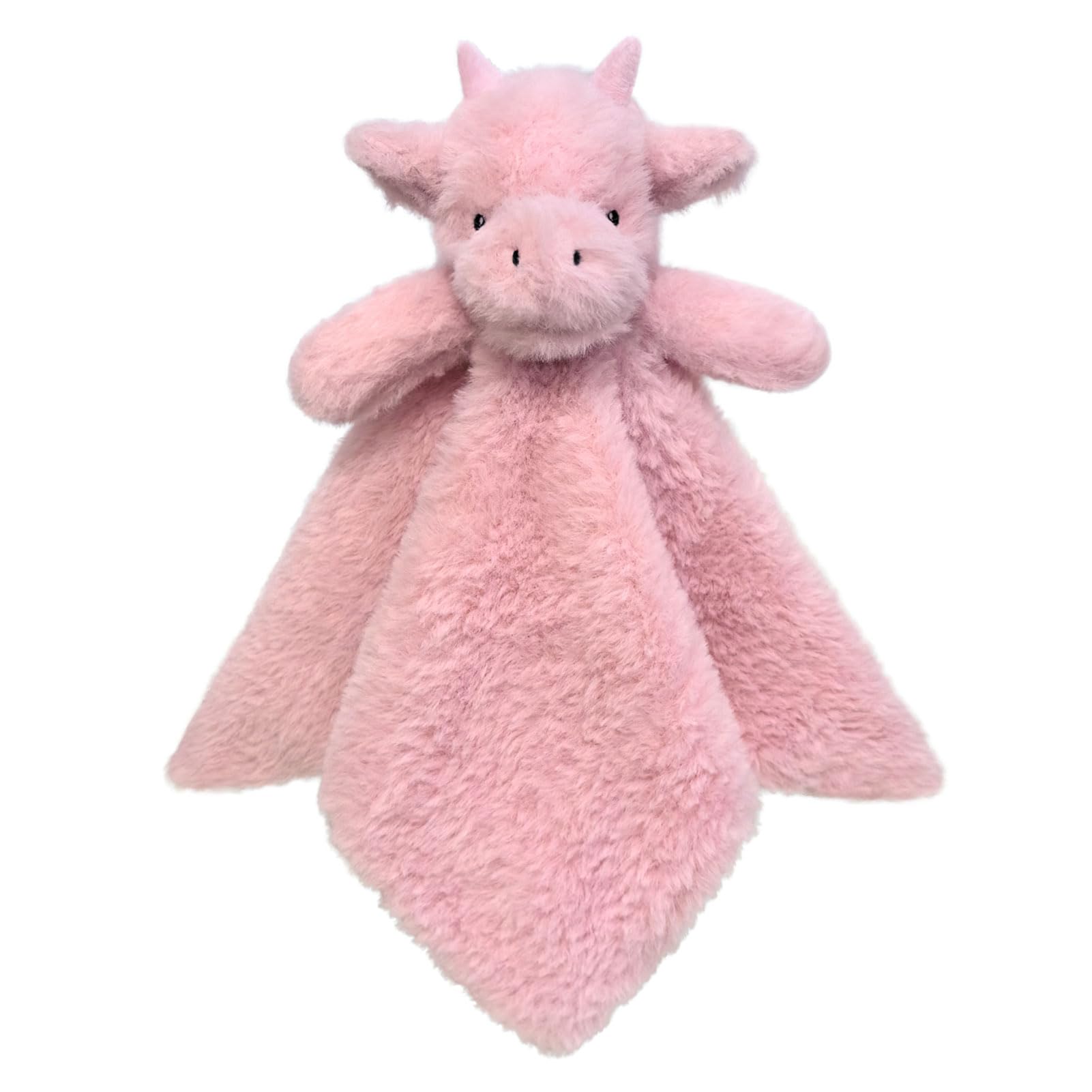 Baby Pink Dragon Soft Stuffed Animal Security Blanket, Plush Dinosaur Character Lovey Blanket, Baby Shower/Nursery Gift, Newborn Infant Toddler Snuggle Blankie for Girls Boys, 14 Inches