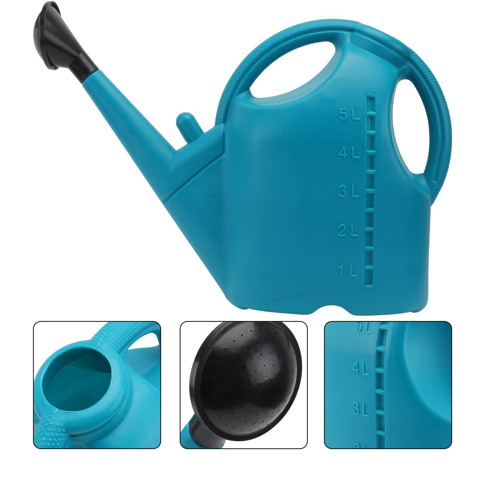 Sewroro Regadera de Forma Fácil Azul de 5l Diseño Ergonómico de Plástico de Jardín para Regar Plantas en Exteriores y Balcones