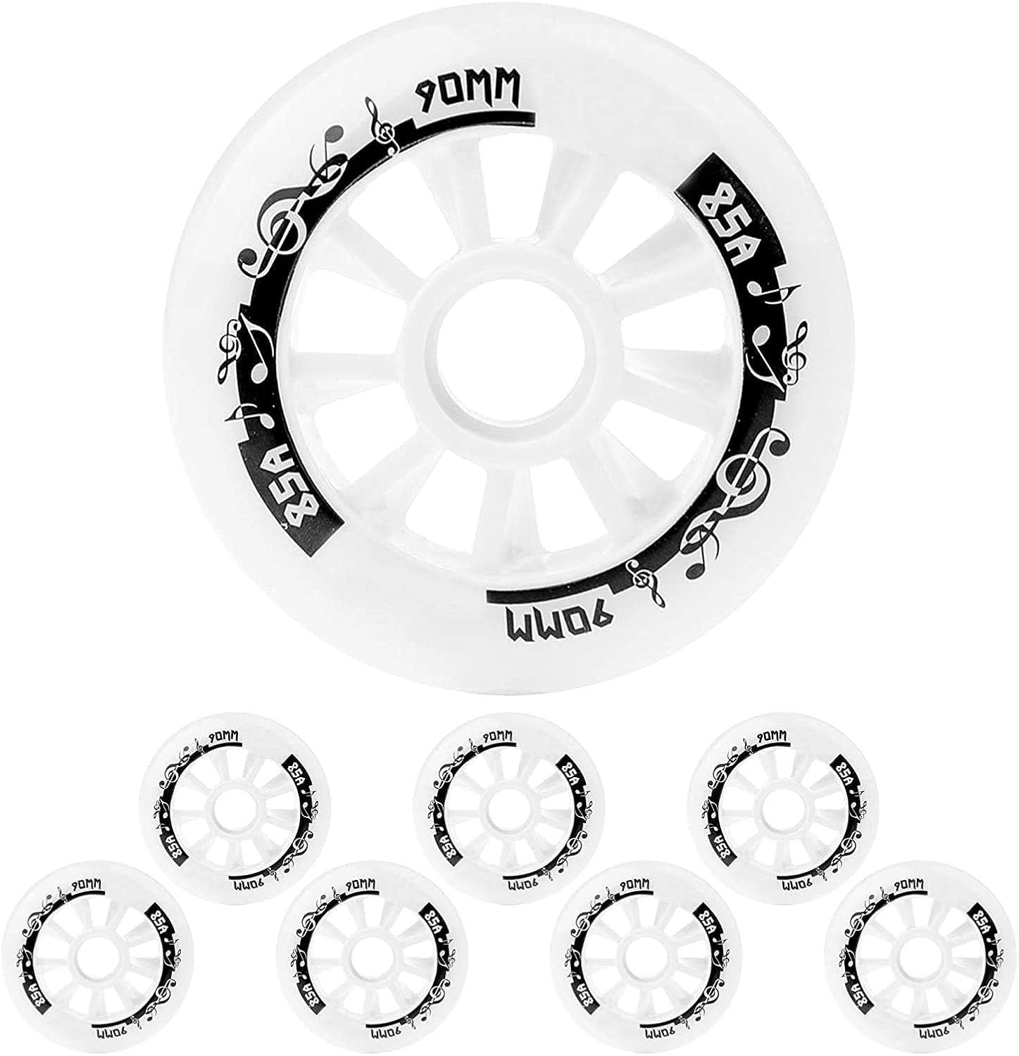 Inline Skate Wheels Outdoor/Indoor 90mm/100mm/110mm Inline Replacement Wheels and Scooter Speed Skating Wheel without Bearings 8 Pack, Blue