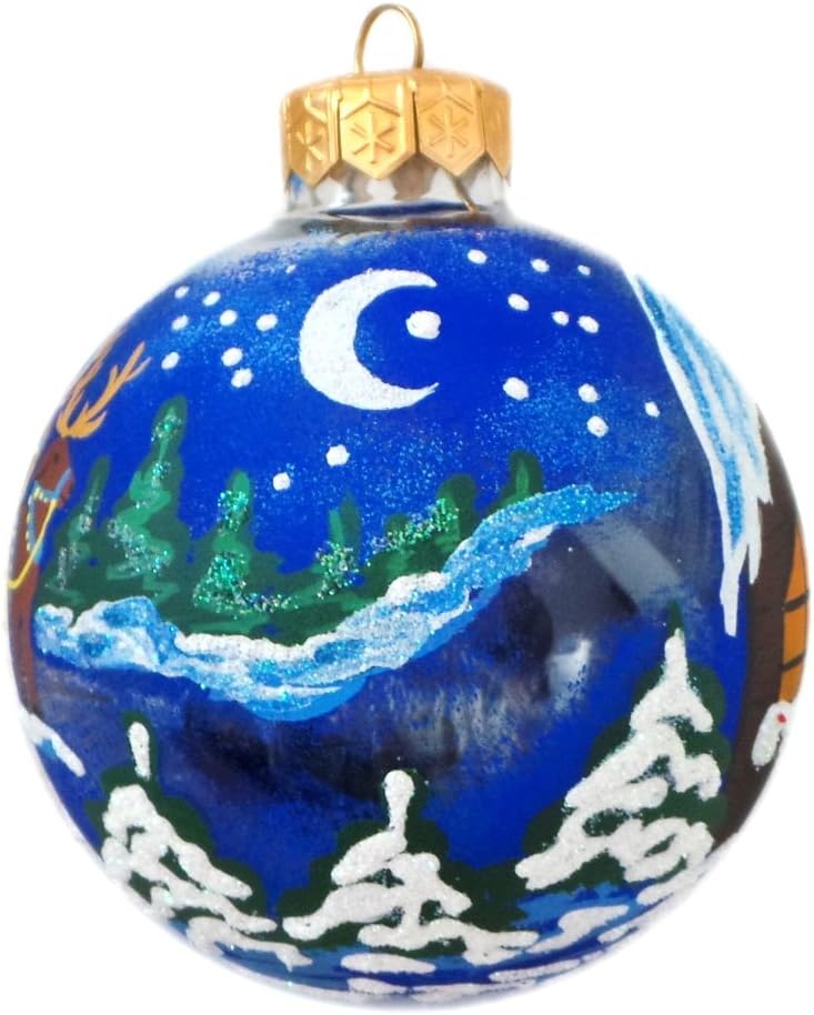 Santa's Enchanting Christmas Night Glass Ball Christmas Ornament 4 Inches - Image 8