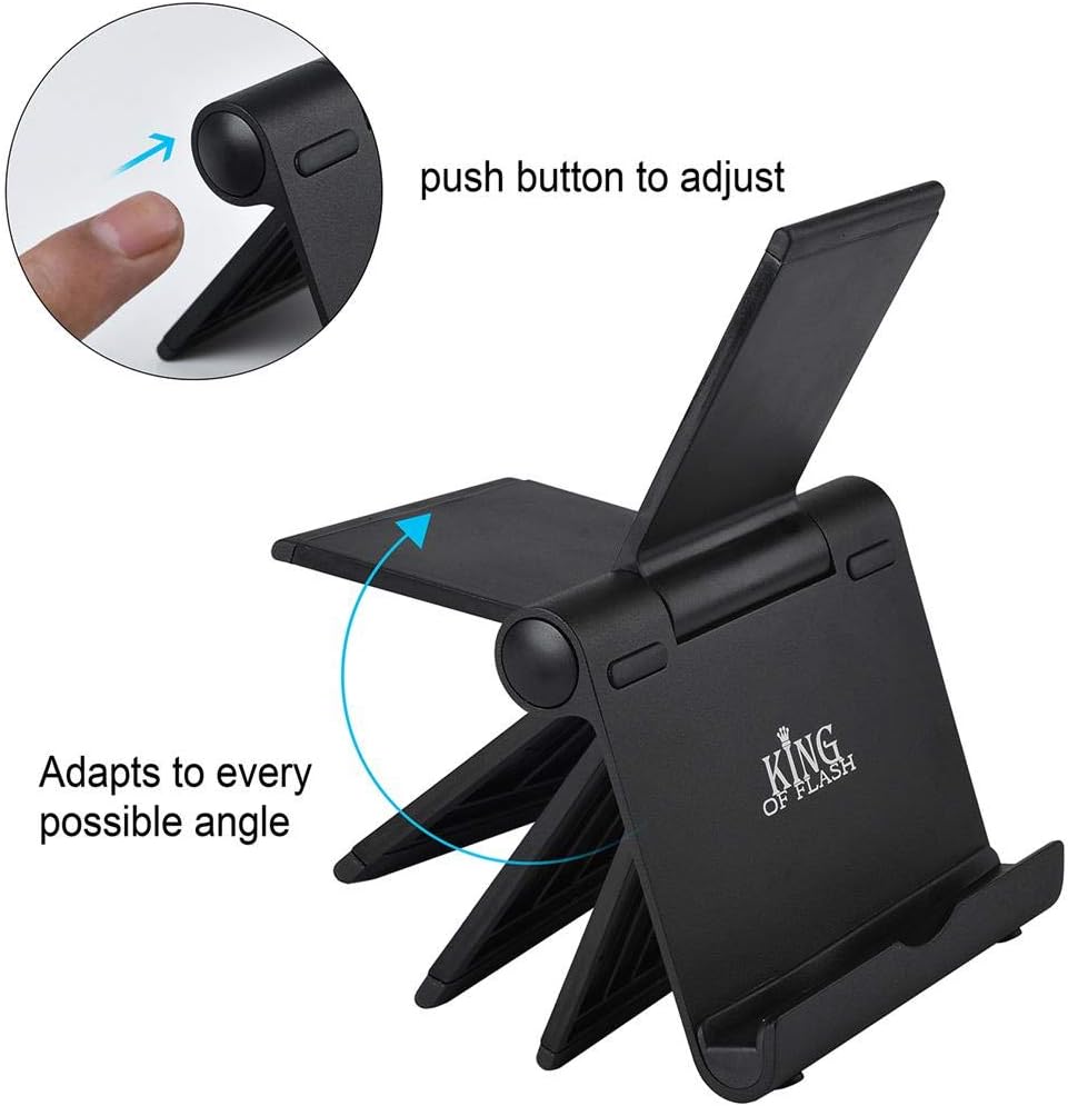 KING OF FLASH Portable Desk Multi Angle Stand Holder for 4-12" Tablet, Pad, Smartphone, Phone & Various Devices (Black) - Image 5
