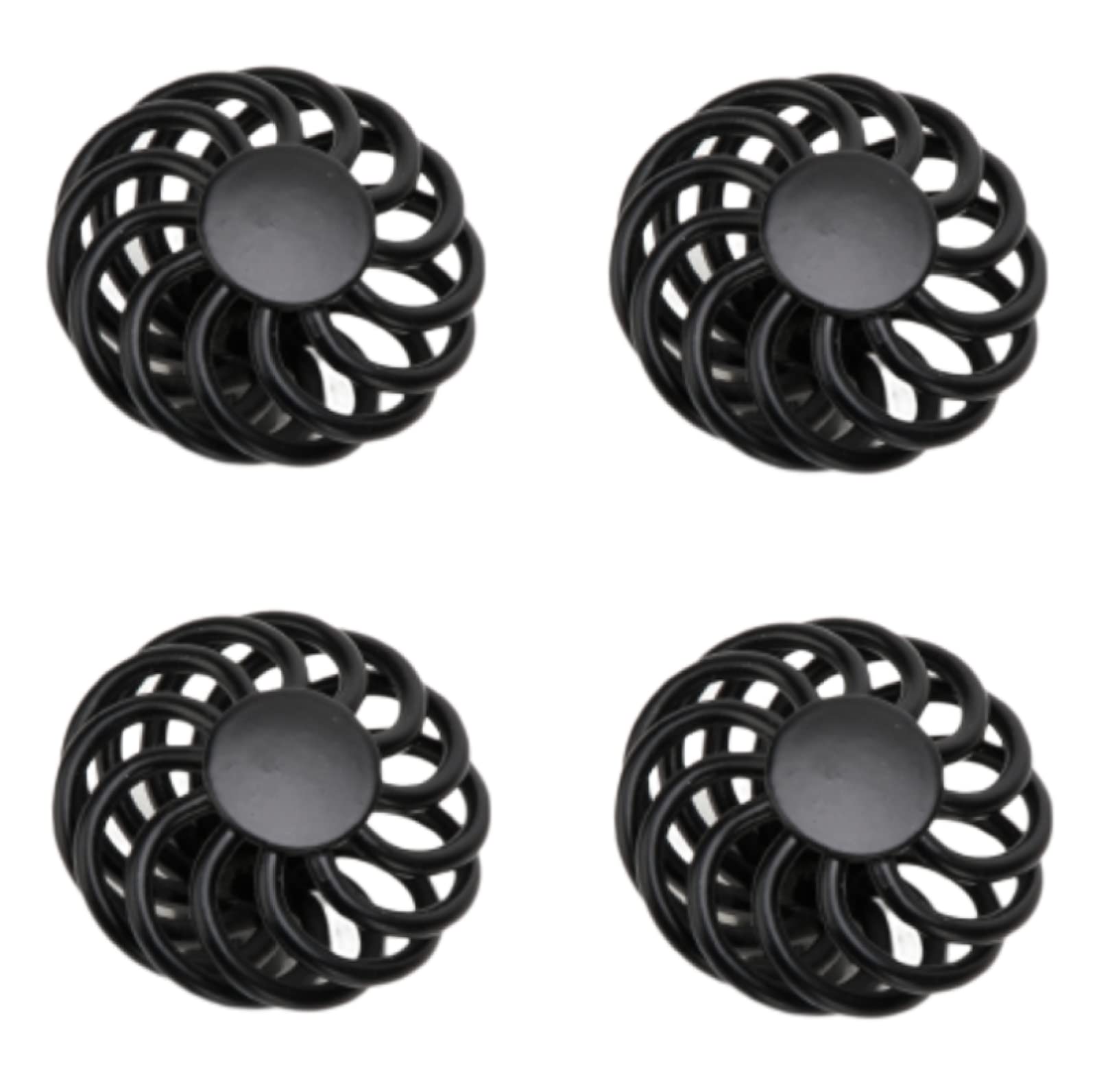 PILYON Handle Drawer Knobs 4 Pack Black Birdcage Handle Cabinet Door Handle Cabinet Wardrobe Door Black Round Handle, Round Black 45 * 40mm