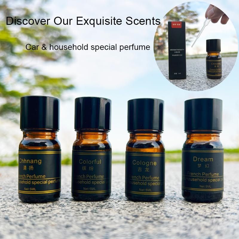 Image of Natural Essential Oil Refill for Universal Air Freshener | 4-Pack | For Most Car & Home Diffuser. 4 x 5ml Natural Essential Oil. No Synthetic Fragrance. Easy to Refill. Long-lasting Freshness.