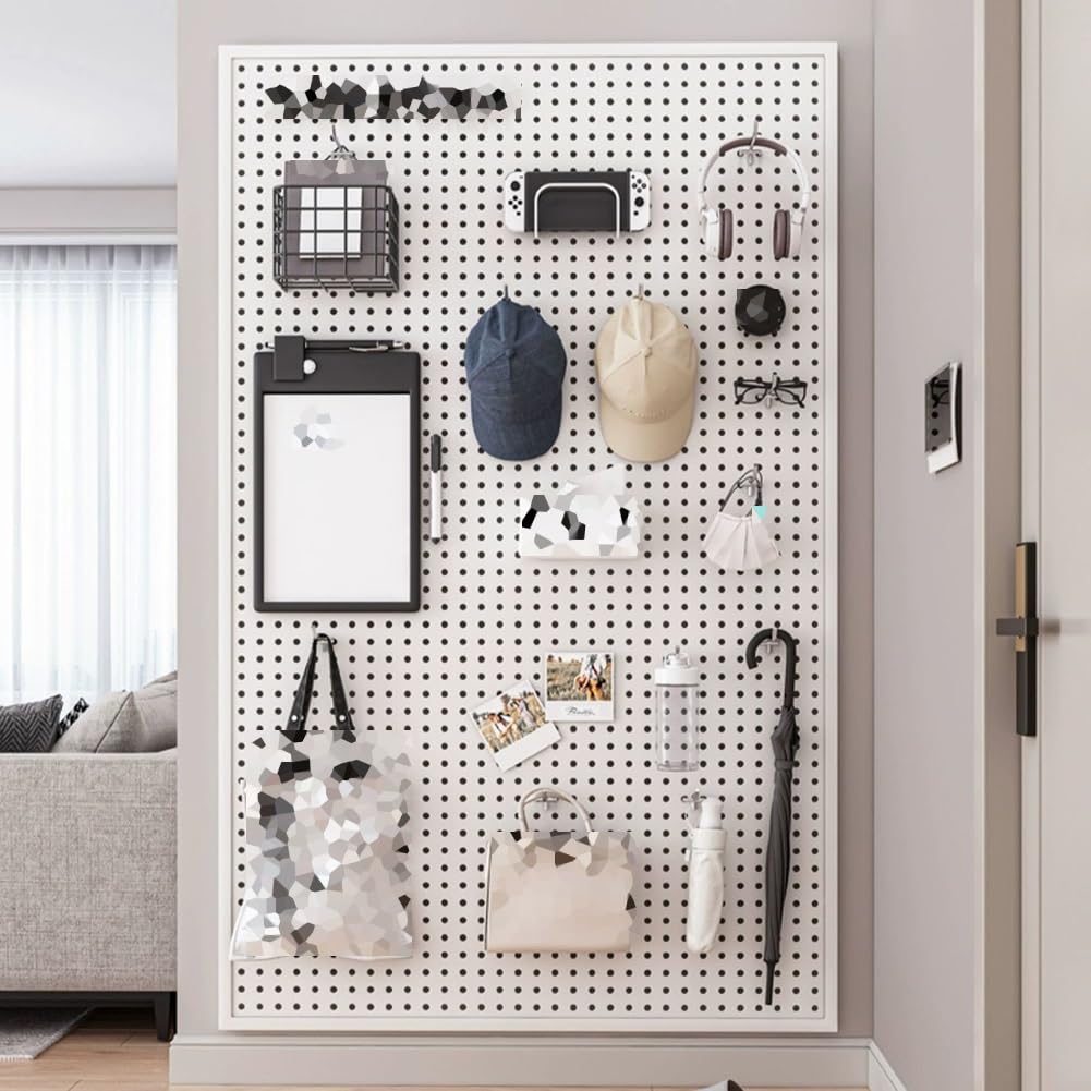 Generisch Organizer na tablicę wtykową do montażu na ścianie – przechowywanie narzędzi z metalu z 10 haczykami do warsztatu, warsztatu, kuchni i garażu – 120 x 80 cm – kolor: biały