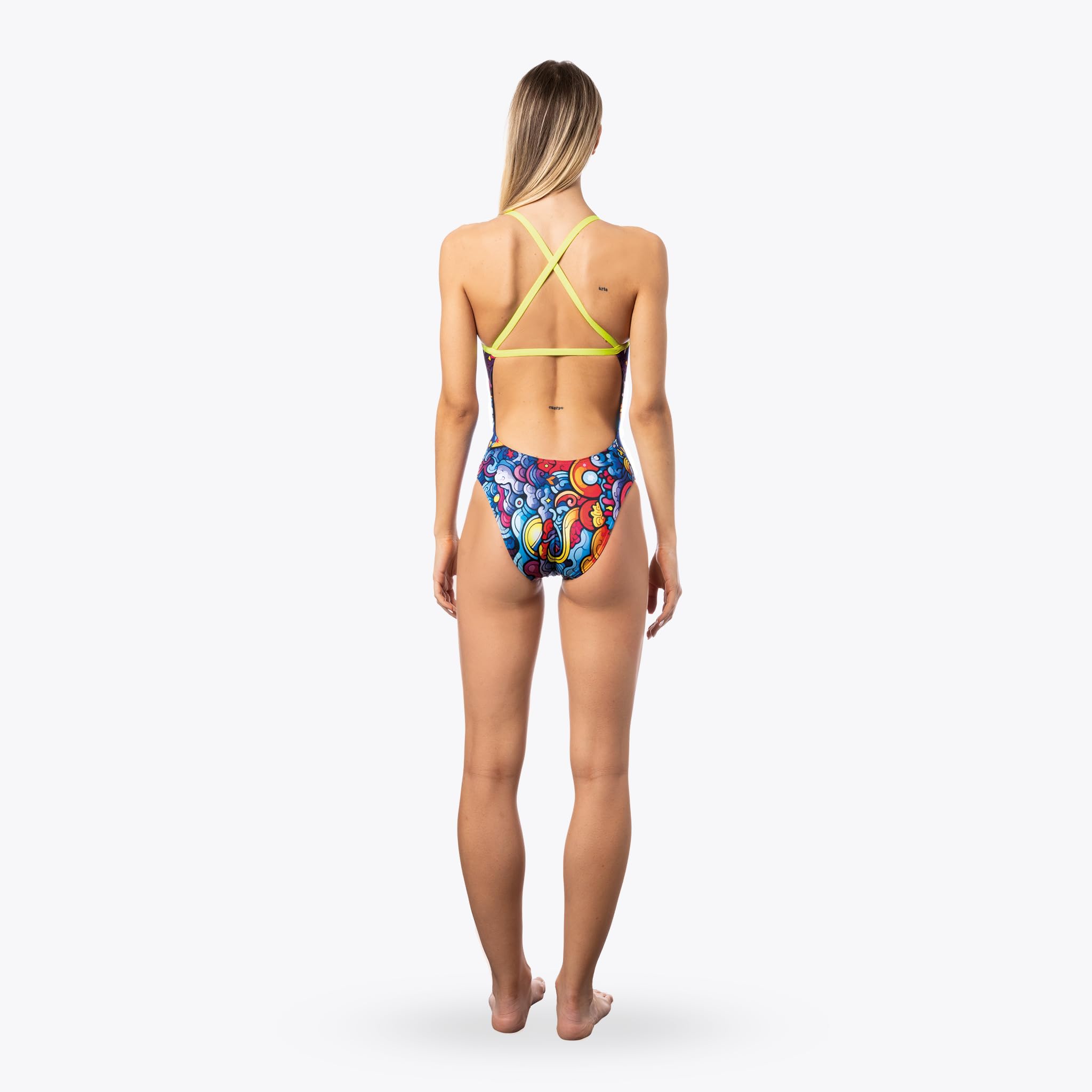 Okeo Costume Piscina Donna, Costume Nuoto Donna, Intero Gaia, Tessuto Tecnico X-Play, Sgambatura Alta, Resiste ad Abrasioni e Pilling, Ideale per Training
