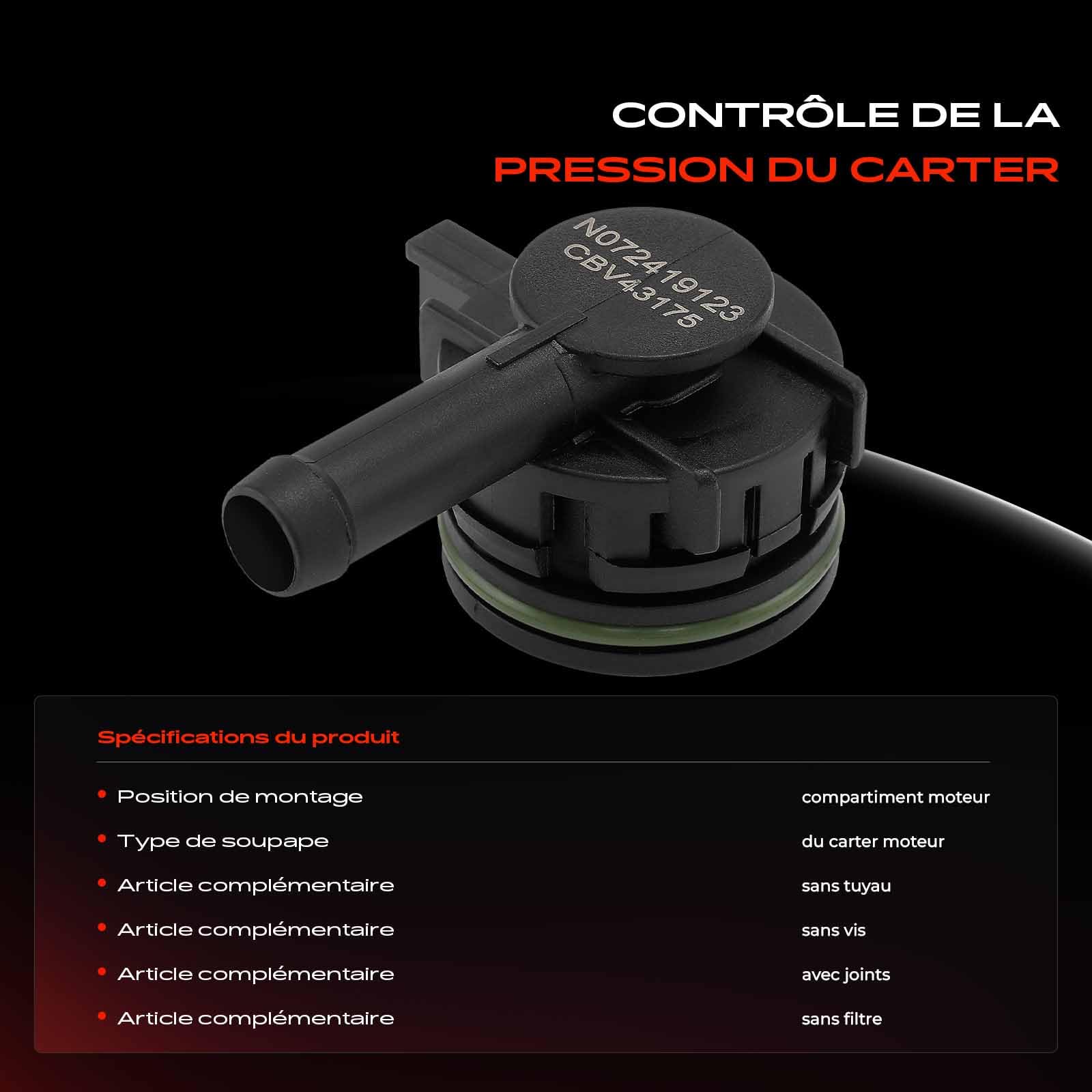 Frankberg Vanneation du carter Séparateur d'huile Essence Compatible avec A1 8X1 8XK A3 8V1 8VK Q3 8UB 8UG Leon 5F1 Fabia III NJ3 Passa.t 3G2 CB2 Polo 6C1 6R1 Remplacer# 04E103175M | Compatible avec: T.o.u.r.a.n 5T1, A1 Sportback 8XA 8XF, Polo 6C1 6R1, A3