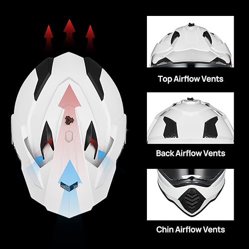 Miniatura 3 de ILM Casco de motocicleta Dual Sport Adventure Pinlock compatible con visera solar moto de nieve ATV Dirt Bike Off Road Casco modelo WS902